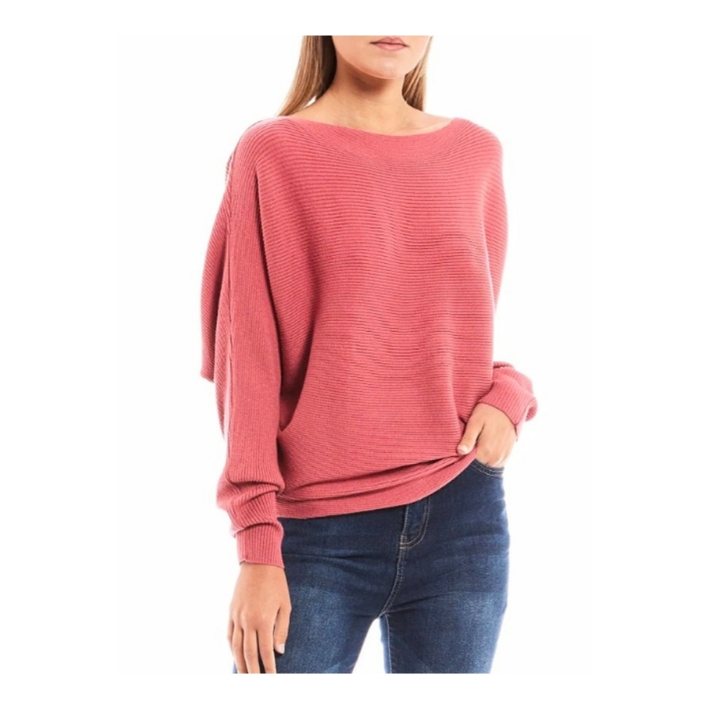 Ribbed Dolman Sleeve Sweater M